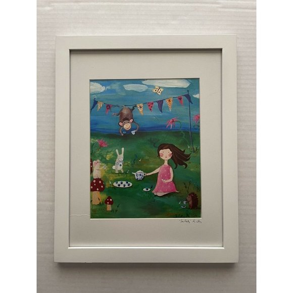 Other - Tea Party by Li Clay White Framed Matted Art Print